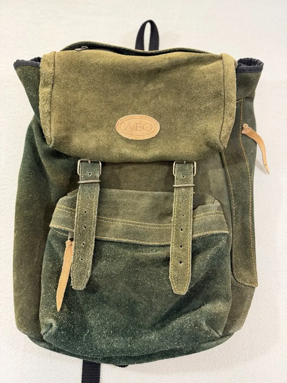 American Eagle Outfitters AEO Suede Green Rucksack Backpack Vintage Rugged